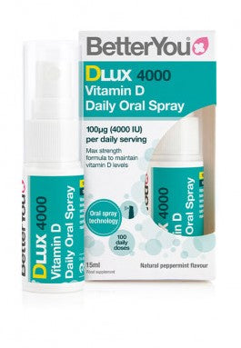 BetterYou DLux 4000 igapäevane D-vitamiini suukaudne sprei, naturaalne piparmünt – 15 ml.