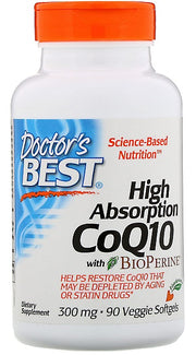 Doctor's Best kõrge imendumisega koensüüm Q10 koos BioPerine'iga, 300 mg – 90 taimset kapslit
