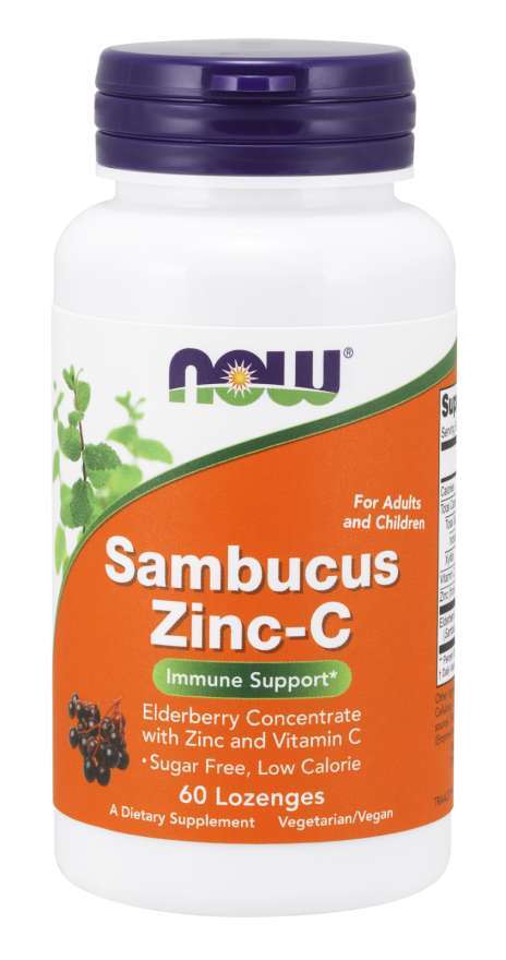 NOW Foods Sambucus tsink-C – 60 pastilli