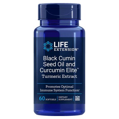 Life Extension Black Seed Oil ja Curcumin Elite'i kurkumiekstrakt – 60 kapslit