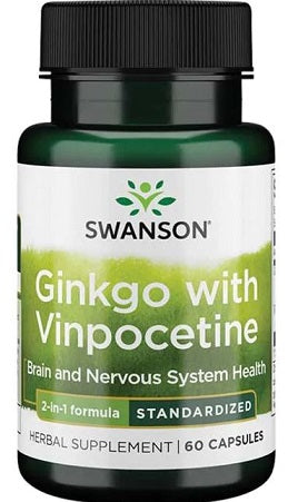 Swanson Ginkgo Biloba with Standardized Vinpocetine – 60 kapslit