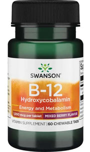 Swanson B-12 hüdroksokobalamiin, 1000 mcg – 60 närimistabletti
