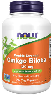 NOW Foods kahekordse toimega hõlmikpuu (Ginkgo Biloba), 120 mg – 200 kapslit