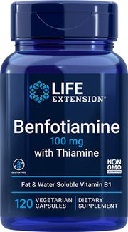 Life Extension benfotiamiin tiamiiniga, 100 mg – 120 kapslit, toetab