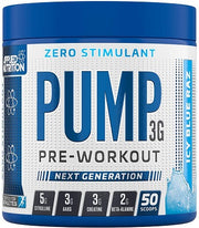 Applied Nutrition Pump 3G enne treeningut (stimulaatorivaba), Icy Blue Raz – 375 g