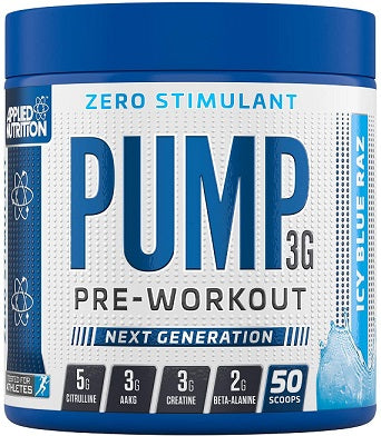 Applied Nutrition Pump 3G enne treeningut (stimulaatorivaba), Icy Blue Raz – 375 g