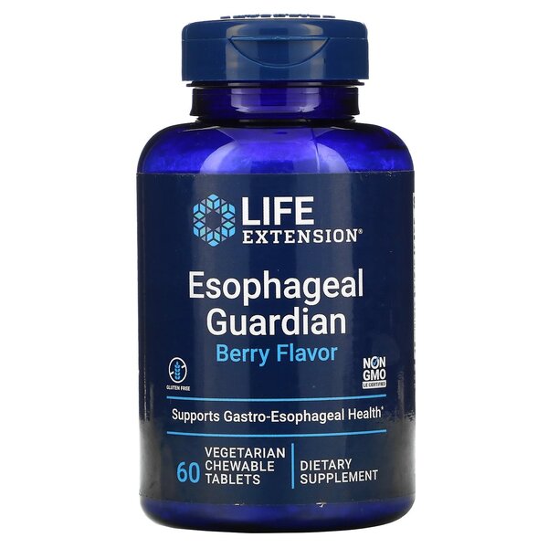 Life Extension Esophageal Guardian, marjamaitseline – 60 närimistabletti taimetoitlastele