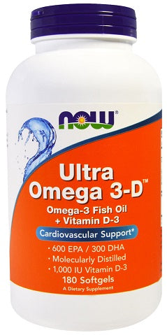 NOW Foods Ultra Omega 3 - D su vitaminu D - 3 – 180 kapsulės