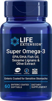 Life Extension Super Omega - 3 EPA/DHA seesami lignaanide ja oliiviekstraktiga – 60 enterokattega kapslit