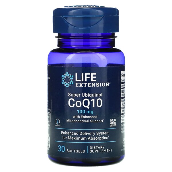 Life Extension Super Ubiquinol CoQ10 koos täiustatud mitokondrite toetusega, 100 mg - 30 kapslit