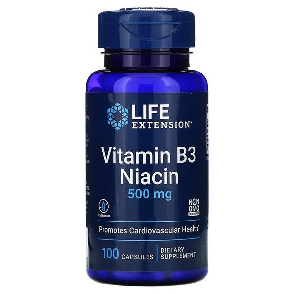 Life Extension B3-vitamiin niatsiin, 500 mg - 100 kapslit
