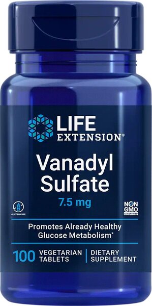 Life Extension vanadüülsulfaat, 7,5 mg - 100 vegetaarset tabletti