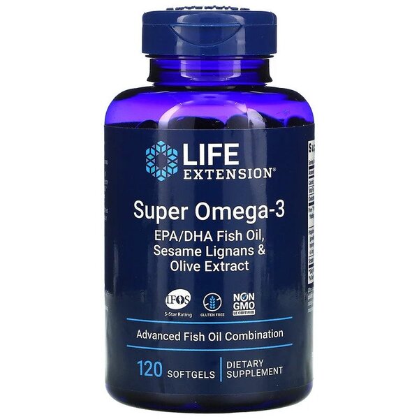 Life Extension Super Omega-3 EPA/DHA kalaõli, seesami lignaanid ja oliiviekstrakt – 120 kapslit