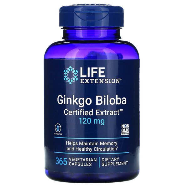 Life Extensioni hõlmikpuu sertifitseeritud ekstrakt, 120 mg – 365 kapslit