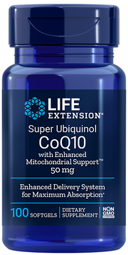 Life Extension Super Ubiquinol CoQ10 koos täiustatud mitokondrite toetusega, 50 mg - 100 kapslit