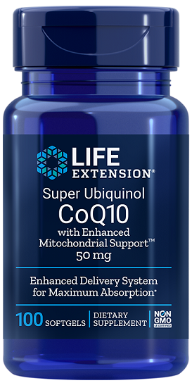 Life Extension Super Ubiquinol CoQ10 koos täiustatud mitokondrite toetusega, 50 mg - 100 kapslit