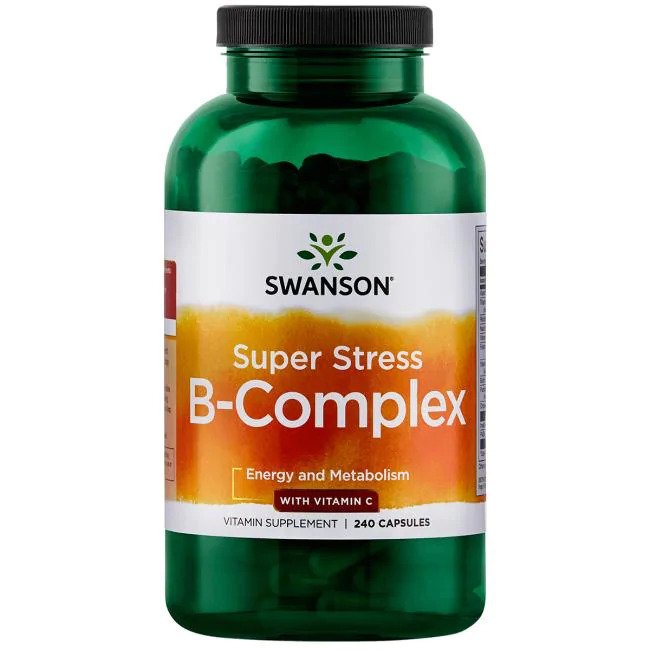 Swansoni superstressi B-vitamiinide kompleks C-vitamiiniga – 240 kapslit