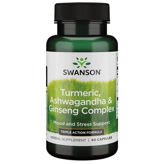 Swansoni kurkumi, ashwagandha ja ženšenni kompleks – 60 kapslit