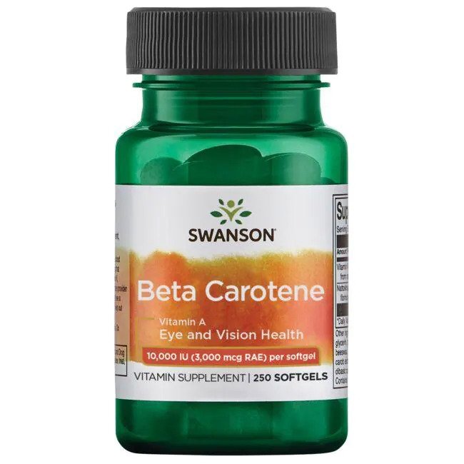 Swansoni beetakaroteen (vitamiin A), 10 000 RÜ – 250 kapslit