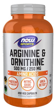 NOW Foods arginiin ja ornitiin – 250 kapslit