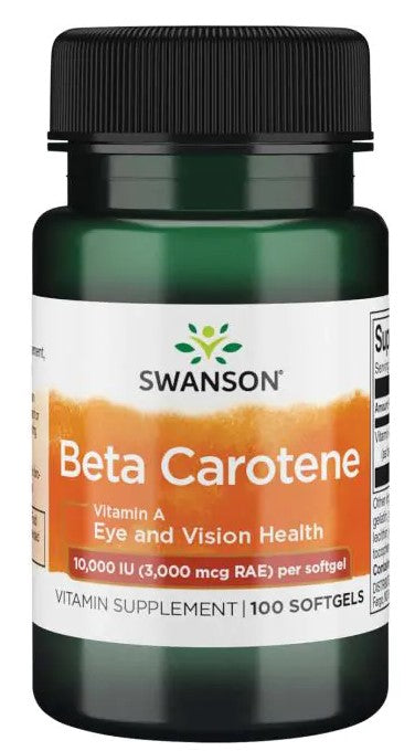 Swansoni beetakaroteen (vitamiin A), 10 000 IU – 100 kapslit