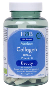 Holland & Barrett merekollageen C-vitamiiniga, 3000 mg – 90 tabletti