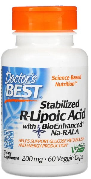 Doctor's Best stabiliseeritud R-lipoehape Na-RALA-ga, 200 mg – 60 kapslit