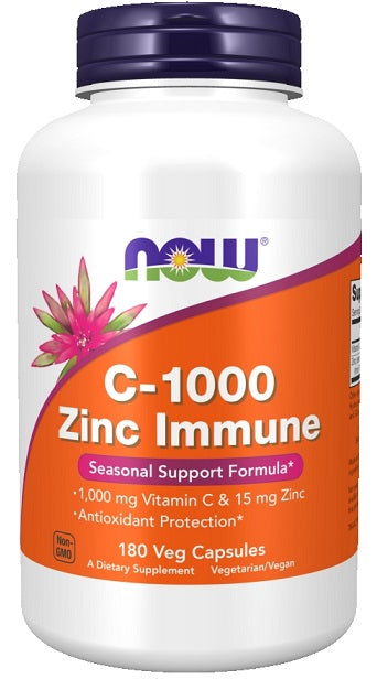 Produkto nuotrauka: NOW Foods C-1000 Zinc Immune - 180 kapsulių