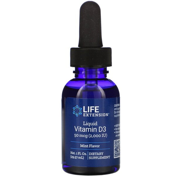 Life Extension D3-vitamiini vedelik pikema eluea jaoks, 50 mcg (piparmünt) – 29 ml.