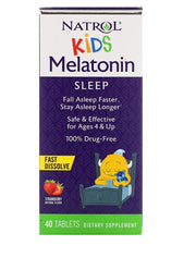 Natrol Kids melatoniin, maasikamaitseline – 40 tabletti