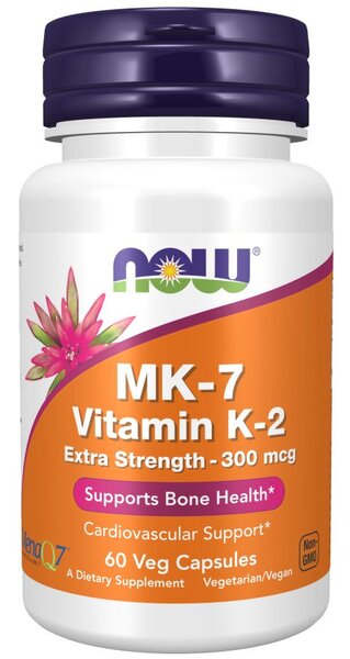 NOW Foods MK-7 vitamiin K-2, 300 mcg eriti tugev - 60 kapslit