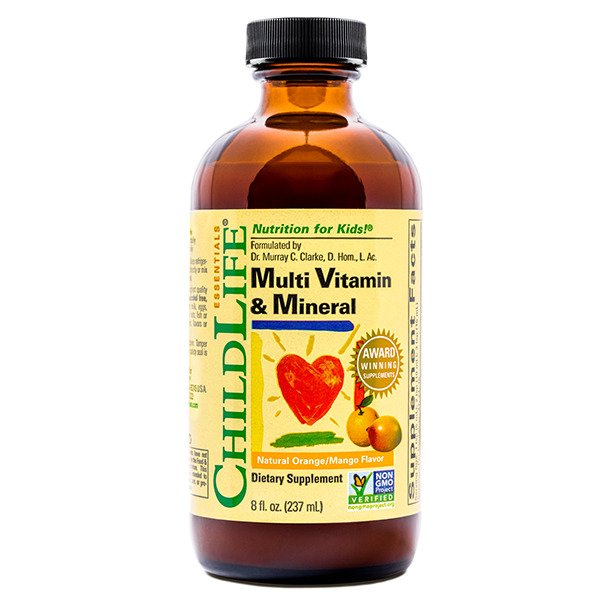 Child Life multivitamiinide ja mineraalainete komplekt, looduslik apelsini- ja mangomaitseline – 237 ml.