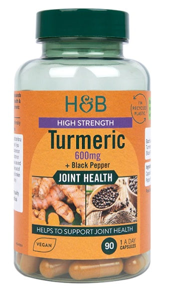 Holland & Barrett suure toimega kurkum musta pipraga, 600 mg – 90 kapslit