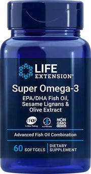 Life Extension Super Omega - 3 EPA/DHA seesamlignaanide ja oliiviekstraktiga – 60 kapslit