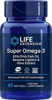 Life Extension Super Omega - 3 EPA/DHA seesamlignaanide ja oliiviekstraktiga – 60 kapslit