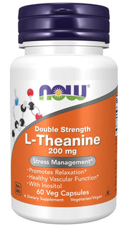 NOW Foods L-teaniin, kahekordne tugevus, 200 mg – 60 kapslit