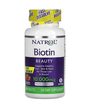 Natrol Biotin Fast Dissolve, 10000mcg (maasika) - 60 tabletti