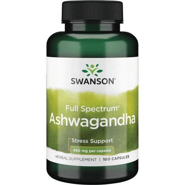 Swansoni täisspektri ashwagandha, 450 mg – 100 kapslit