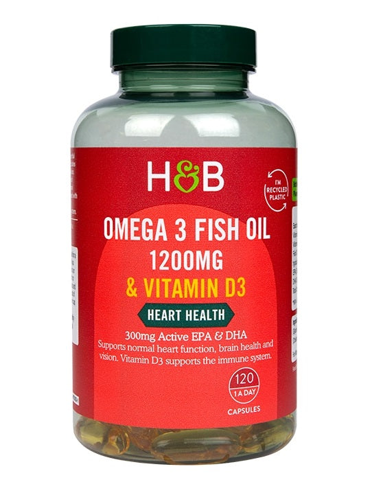 Holland & Barrett Omega 3 kalaõli 1200 mg ja D3-vitamiin – 120 kapslit