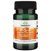 Swanson P-5-P (püridoksaal-5-fosfaat) koensüümse B6-vitamiiniga, 20 mg – 60 kapslit