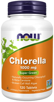 NOW Foods klorella, 1000 mg – 120 tabletti