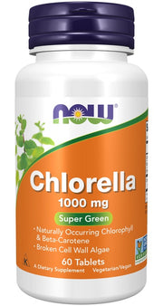 NOW Foods klorella, 1000 mg – 60 tabletti