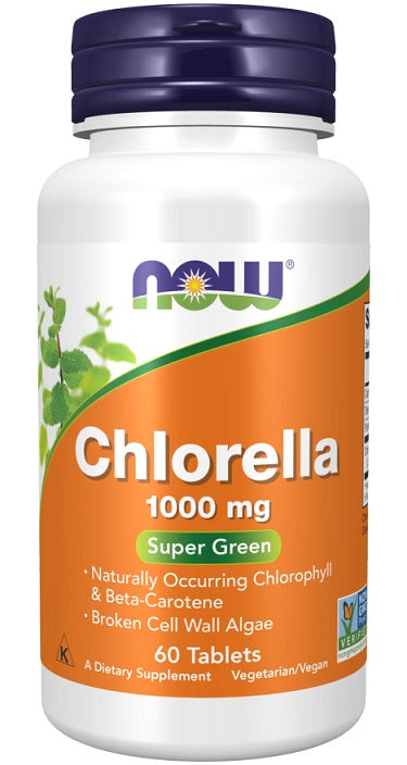 NOW Foods klorella, 1000 mg – 60 tabletti
