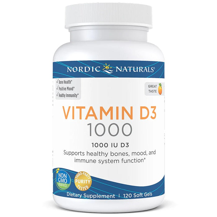 Nordic Naturals D3-vitamiin, 1000 RÜ apelsinimaitseline – 120 kapslit