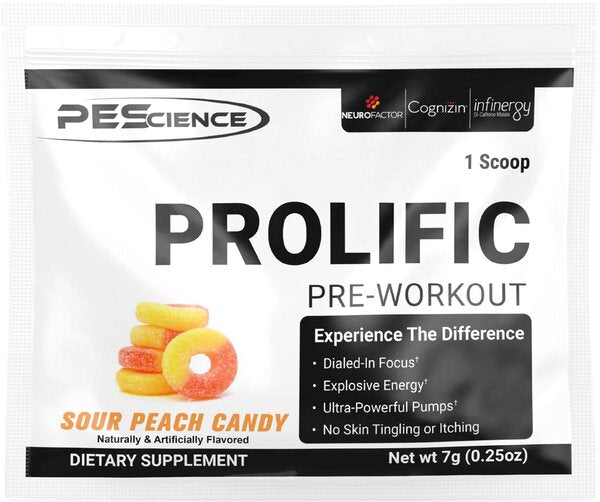 PEScience Prolific, hapud virsikukommid – 7 g (1 portsjon)