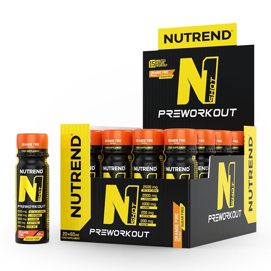 Nutrend N1 Shot, oranž, tulekahju – 20 x 60 ml.
