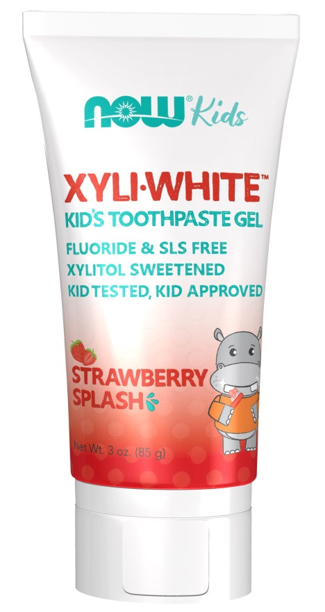 NOW Foods XyliWhite Kids, maasikamaitseline hambapasta – 85 g