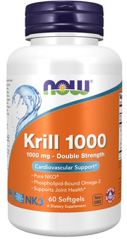 NOW Foods krilliõli, 1000 mg kahekordne tugevus – 60 kapslit
