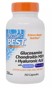Doctor's Best glükoosamiini, kondroitiini, MSM-i ja hüaluroonhappe kapslid – 150 kapslit