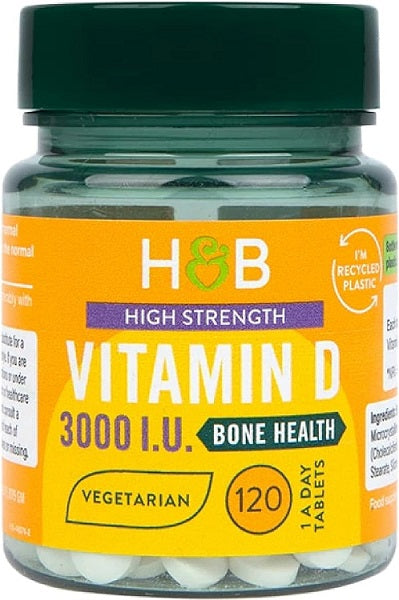 Holland & Barretti suure tugevusega D-vitamiin, 3000 IU – 120 tabletti